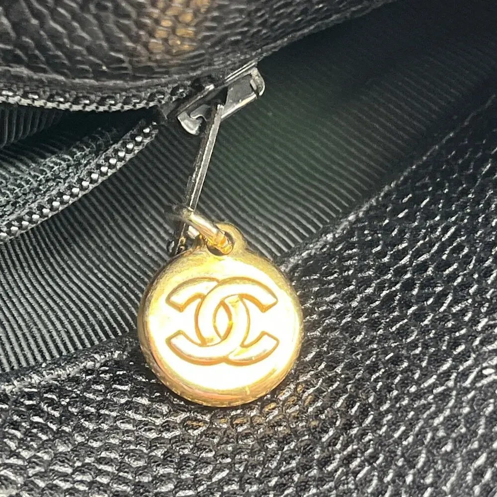 Vintage Chanel Black Caviar Leather Bag with Gold-Tone Hardware AS IS USED RARE